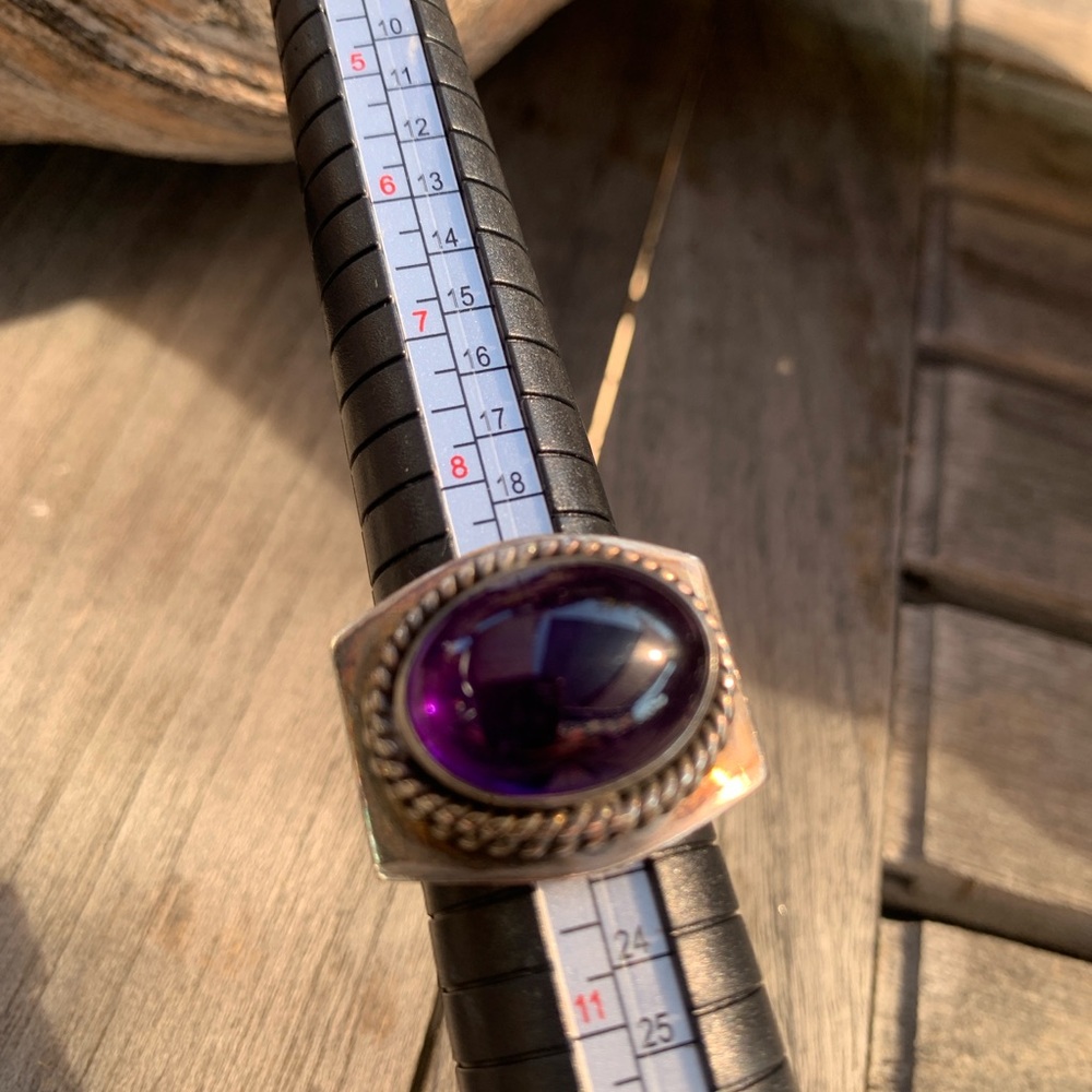 Silver Ring with Purple Gemstone
